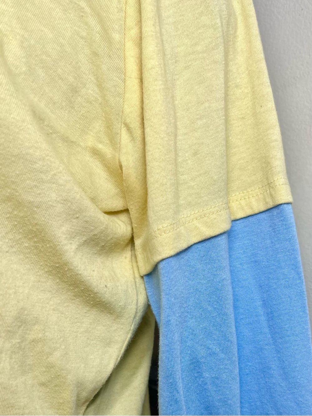 Keith Haring Graphic Crop Top Layered Look Yellow Blue Long Sleeve Womens - Picture 5 of 8